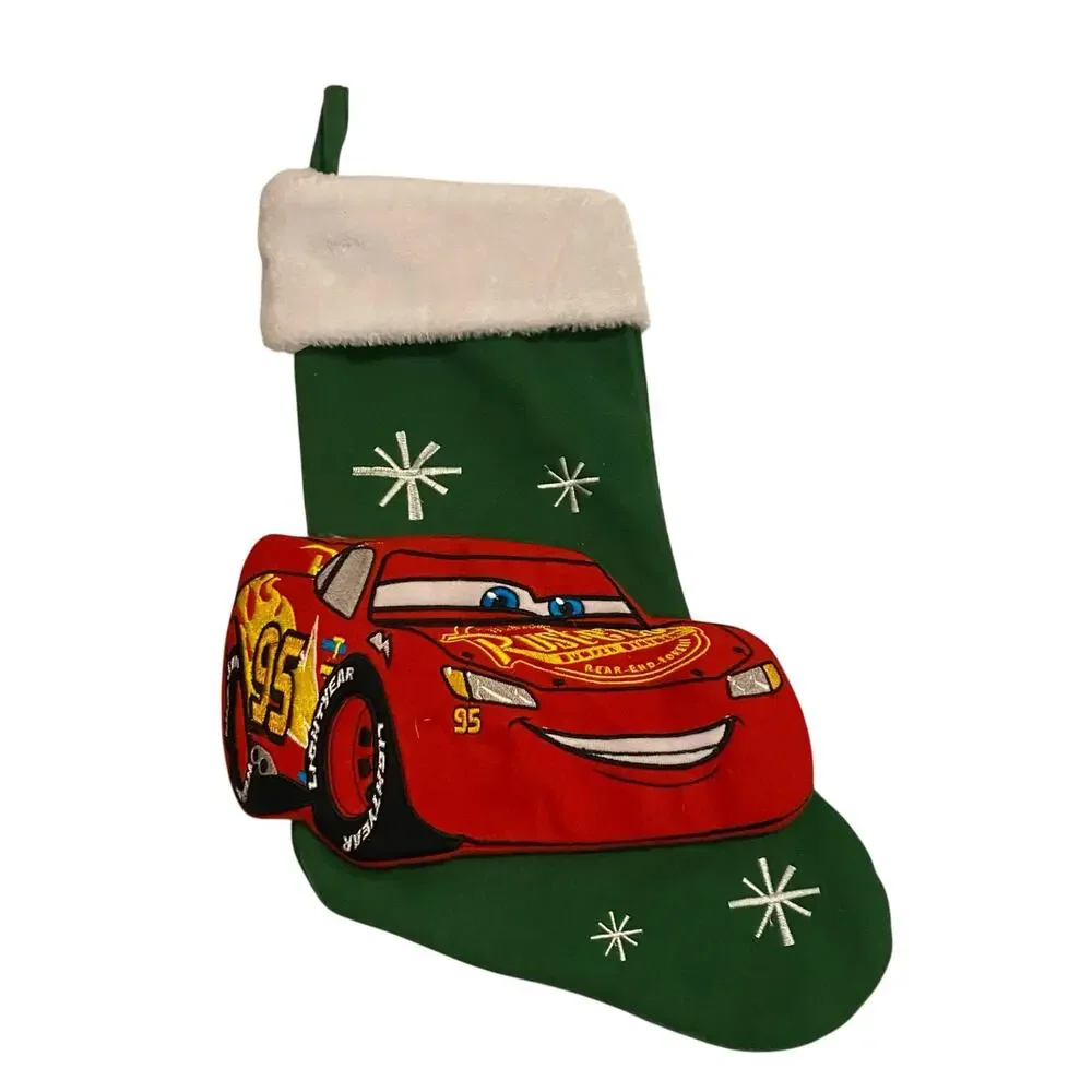 Disney Pixar Cars 3 Lightning McQueen 3D Christmas Stocking Green RUZ Holiday